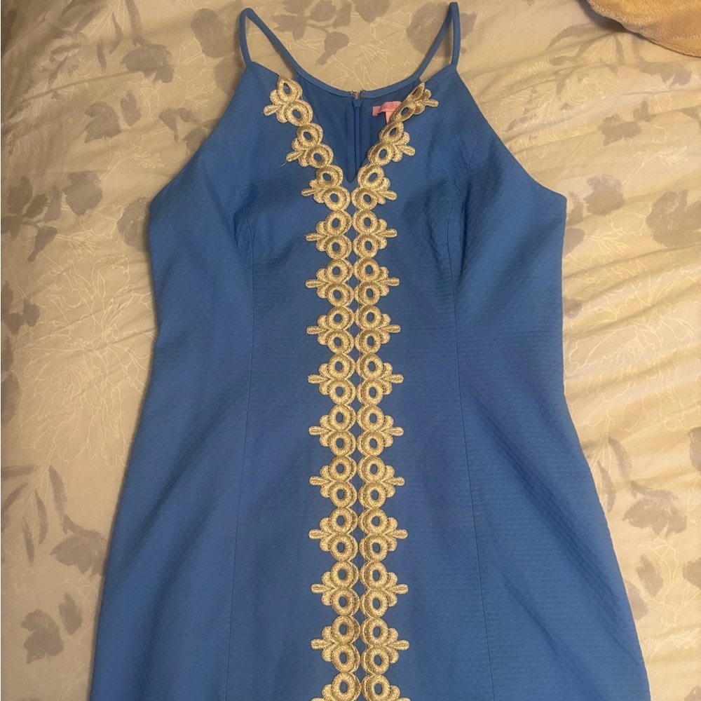 Lilly Pulitzer Blue Dress with Gold Accents
